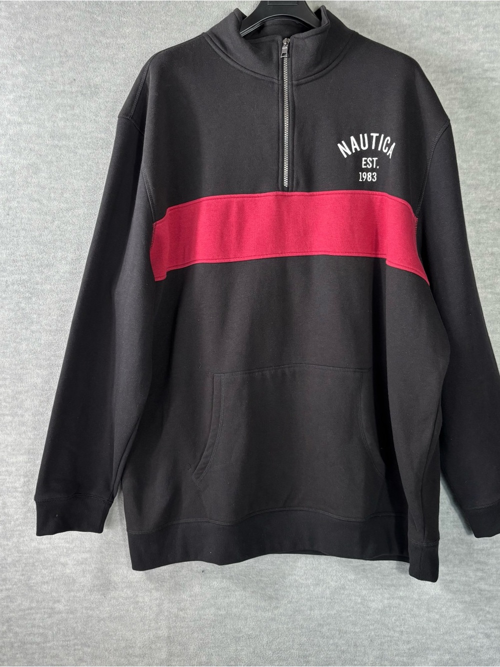 Nautica Pullover Sweatshirt Men’s SZ 3 XL  Black 1/4 Zip Logo Color block Fleece